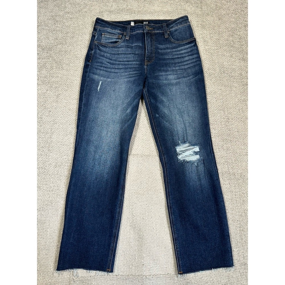 Kut From The Kloth‎ Jeans Size 6 Blue Rachael Fab Ab Mom Raw Hem High Rise Read